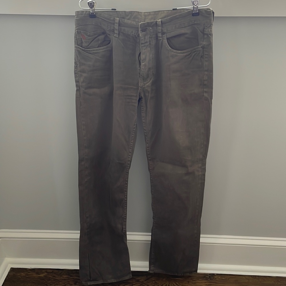 Mens polo linen dress pant, size 32/32, hunter green in color